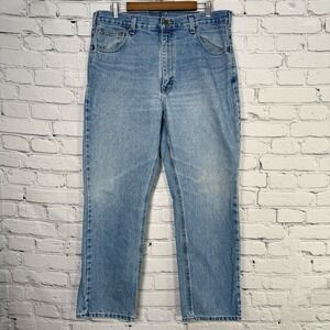 Carhartt Jeans Men's 36x30 Blue Traditional Fit B18-STW Straight Leather Patch